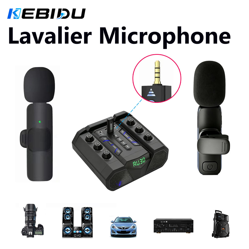 Streaming Mic Condenser - KEBIDU ไมโครโฟนไร้สาย 3.5 มม. ไมโครโฟนคอนเดนเซอร์แบบรอบทิศทางโทรโข่งสำหรับกล้องลำโพงโทรศัพท์บันทึกการถ่ายทอดสด Lavalier