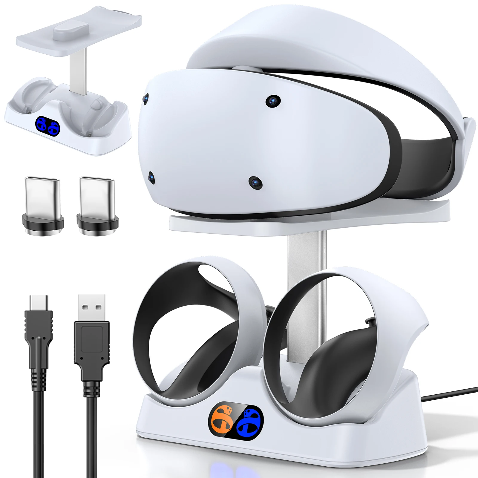 Controller Charging Stand - แท่นชาร์จคอนโทรลเลอร์สําหรับ PS5 VR2 สถานีชาร์จพร้อมชุดหูฟัง VR ผู้ถือขาตั้ง