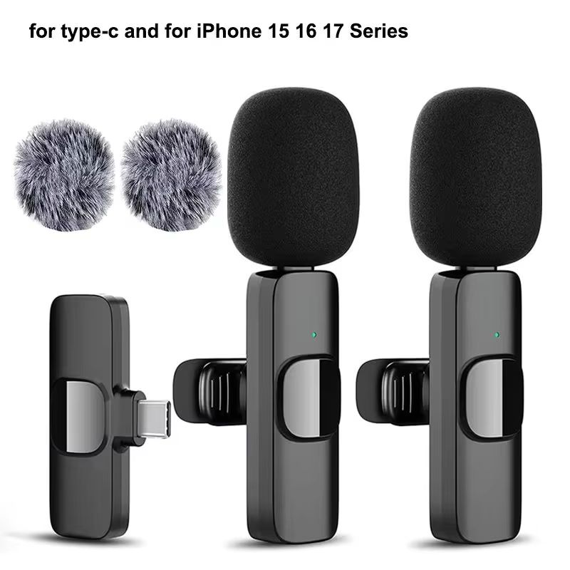Streaming Mic Condenser - ไมโครโฟนไร้สายแบบหนีบปกเสื้อสำหรับ iPhone และ Android ไมโครโฟน USB-C