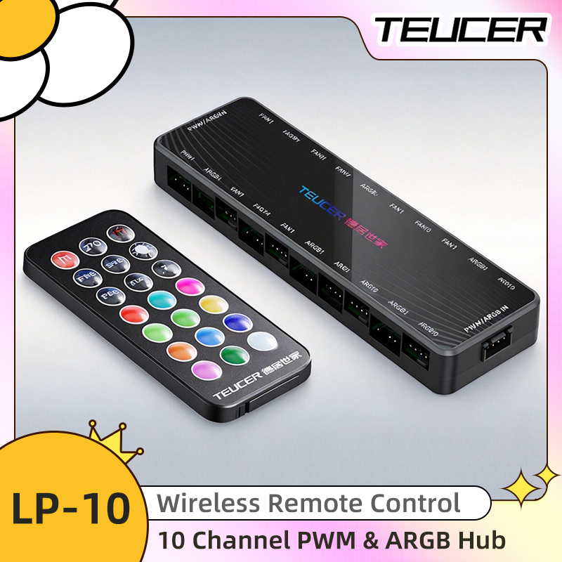 Esports Gaming Splitter - ฮับพัดลม LP-10 ARGB PWM พร้อมรีโมท, คอนโทรลเลอร์