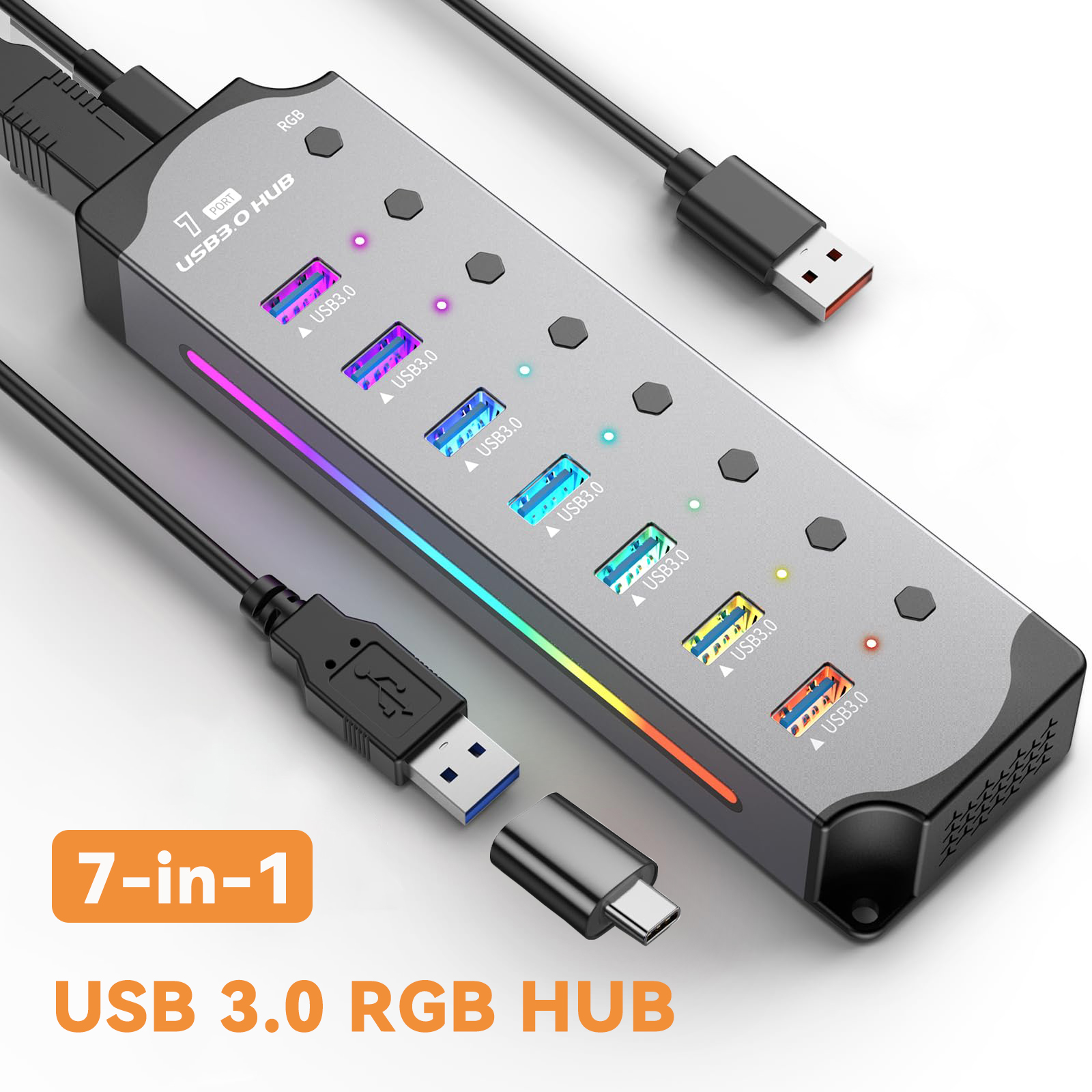 USB 3.0 Hub ความเร็วสูง USB 7- - Esports Gaming Splitter บทวิจารณ์และราคา